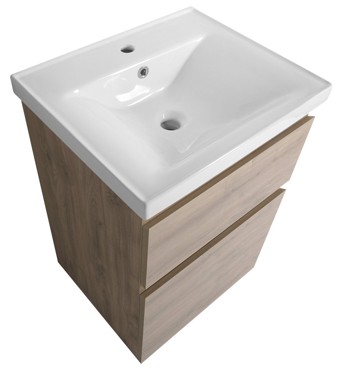 Aqualine ALTAIR umyvadlová skříňka 52x72,5x45cm, dub emporio, pohled zboku shora