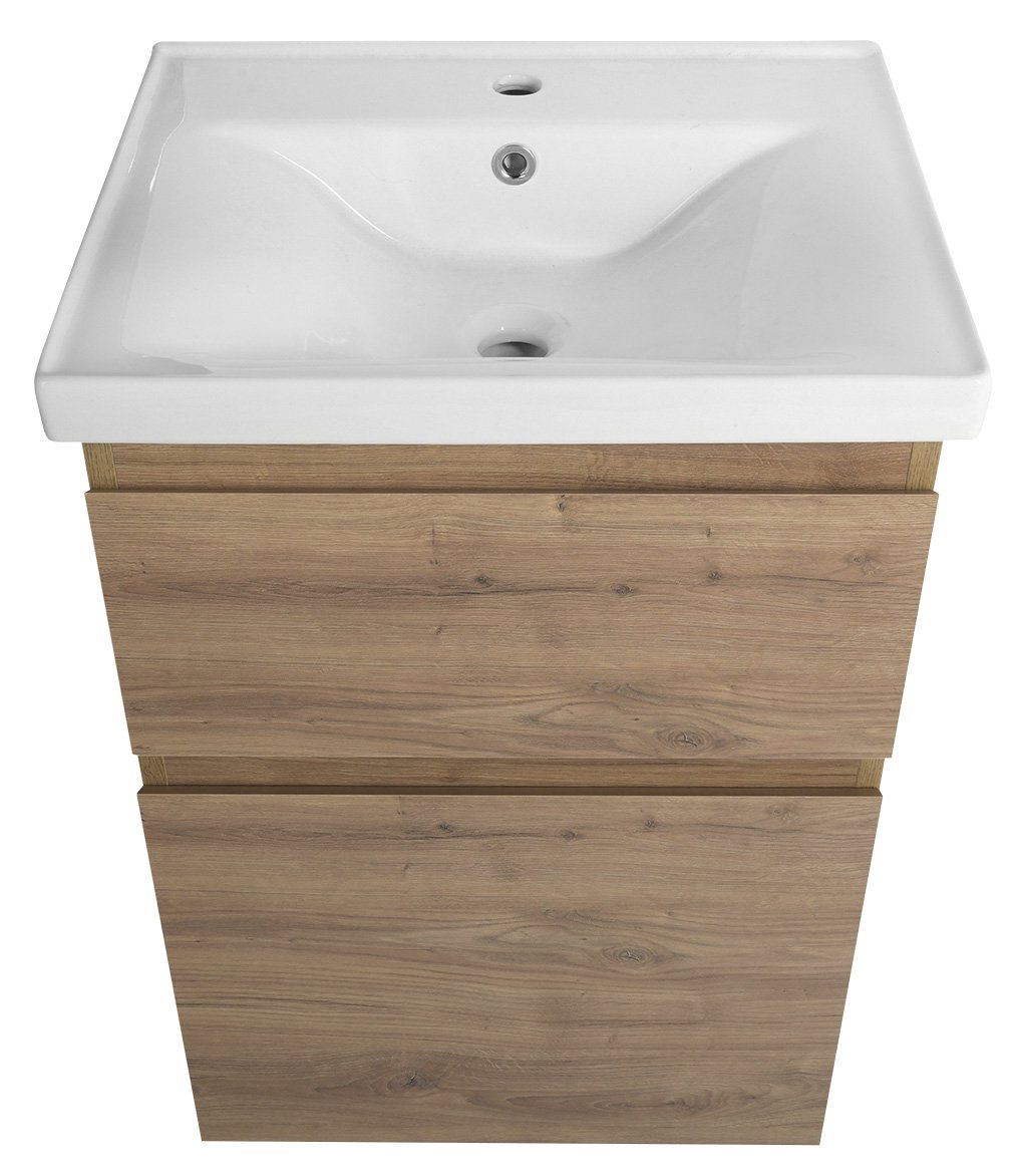 Aqualine ALTAIR umyvadlová skříňka 52x72,5x45cm, dub emporio, pohled shora zepředu