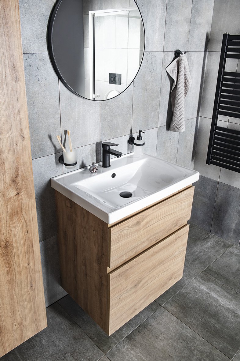Aqualine ALTAIR umyvadlová skříňka 57x72,5x45cm, dub emporio, v koupelně 4