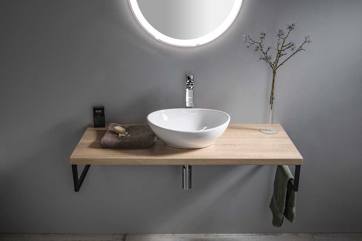 Aqualine VEGA deska pod umyvadlo 125x45cm, dub platin, s umyvadlem na desce