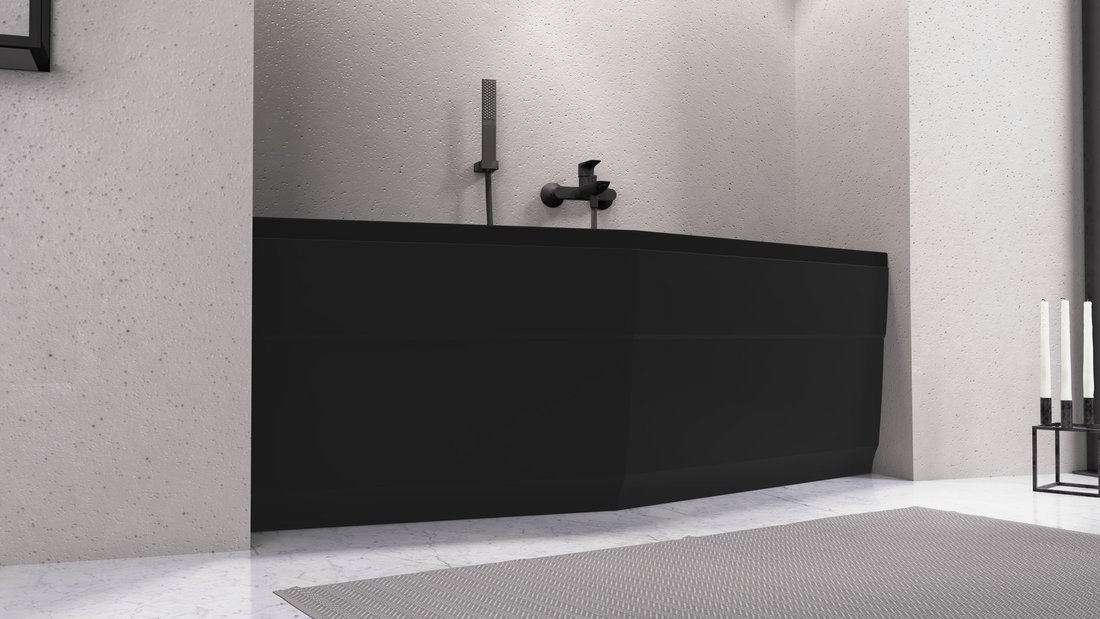 Polysan TIGRA L asymetrická vana 170x80x46cm, černá mat, v koupelně 2