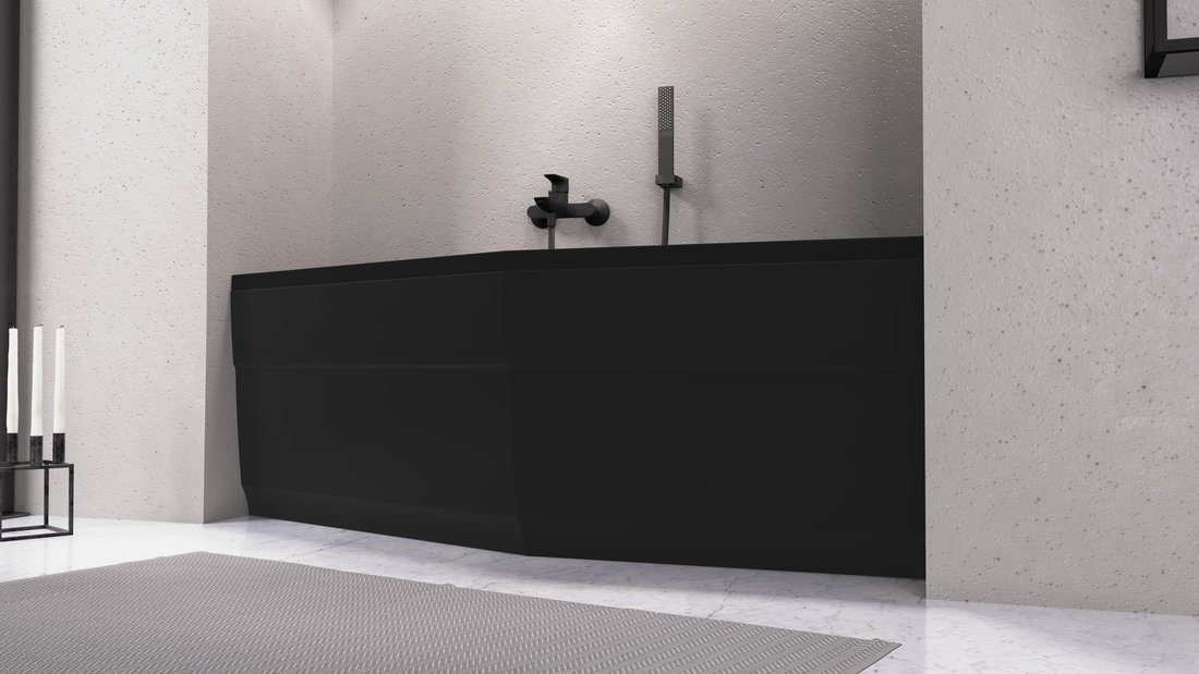 Polysan TIGRA R asymetrická vana 170x80x46cm, černá mat, v koupelně 2