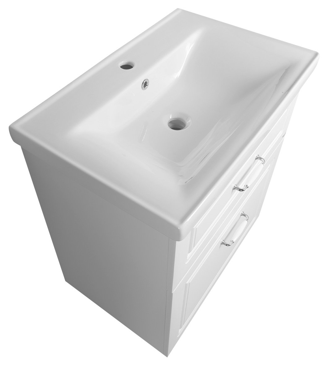 Aqualine FAVOLO umyvadlová skříňka 67x72,5x44,6cm, bílá mat, pohled zboku shora