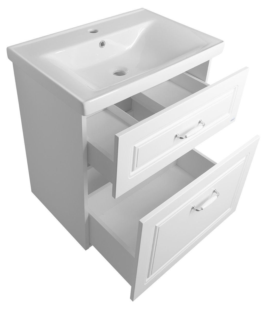 Aqualine FAVOLO umyvadlová skříňka 67x72,5x44,6cm, bílá mat, s otevřenými zásuvkami