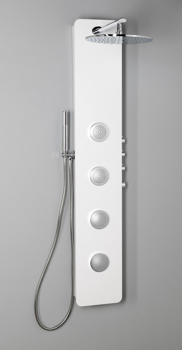Polysan SPIRIT ROUND termostatický sprchový panel 250x1550mm, bílá, celkový pohled