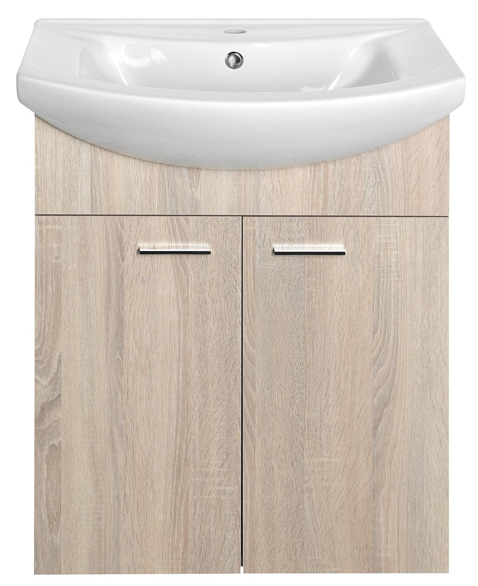 Aqualine ZOJA umyvadlová skříňka 61,5x74x32,5cm, dub platin, 2x dvířka, celkový pohled zepředu