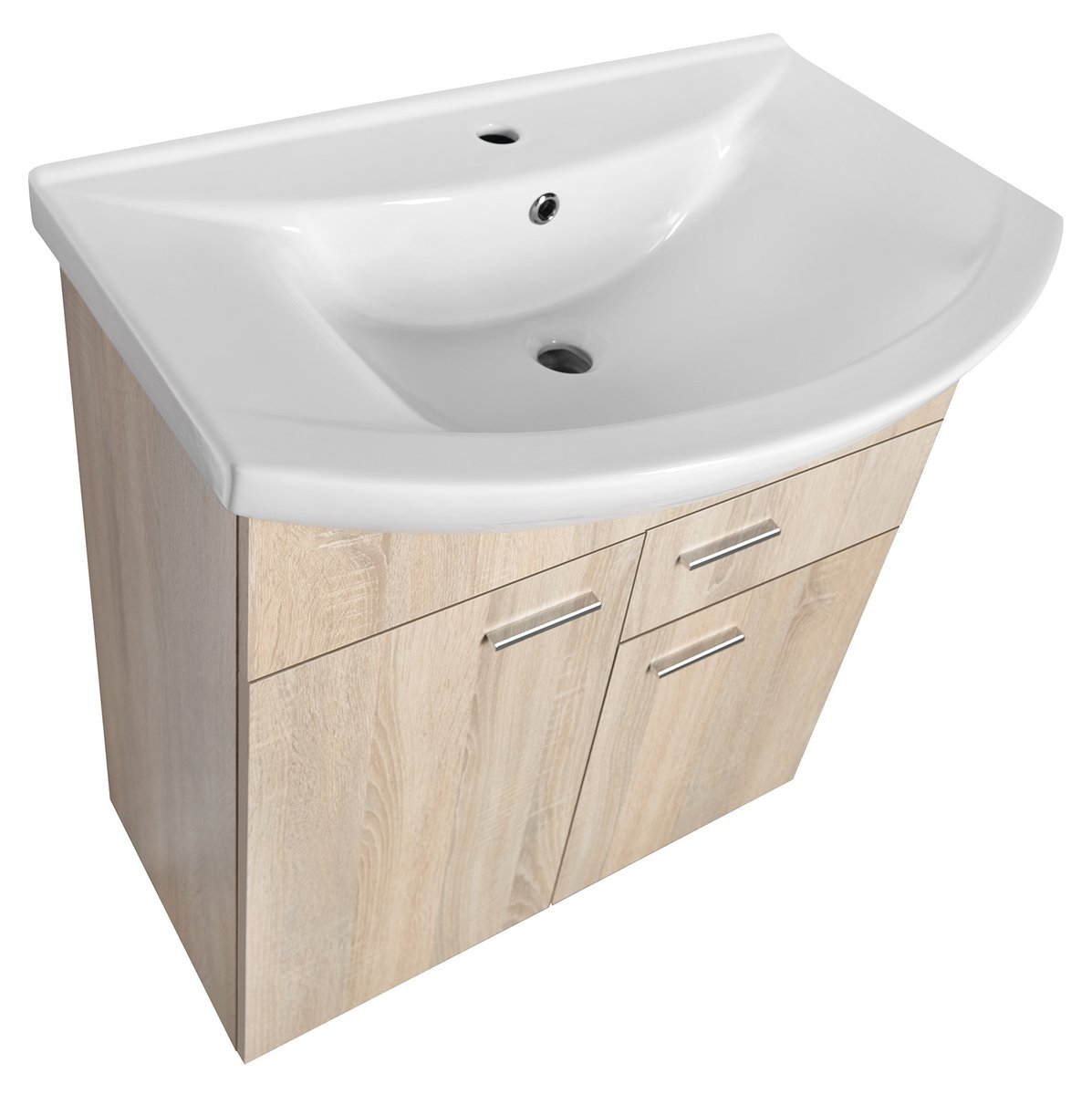 Aqualine ZOJA umyvadlová skříňka 71,5x74x34cm, dub platin, pohled shora zboku