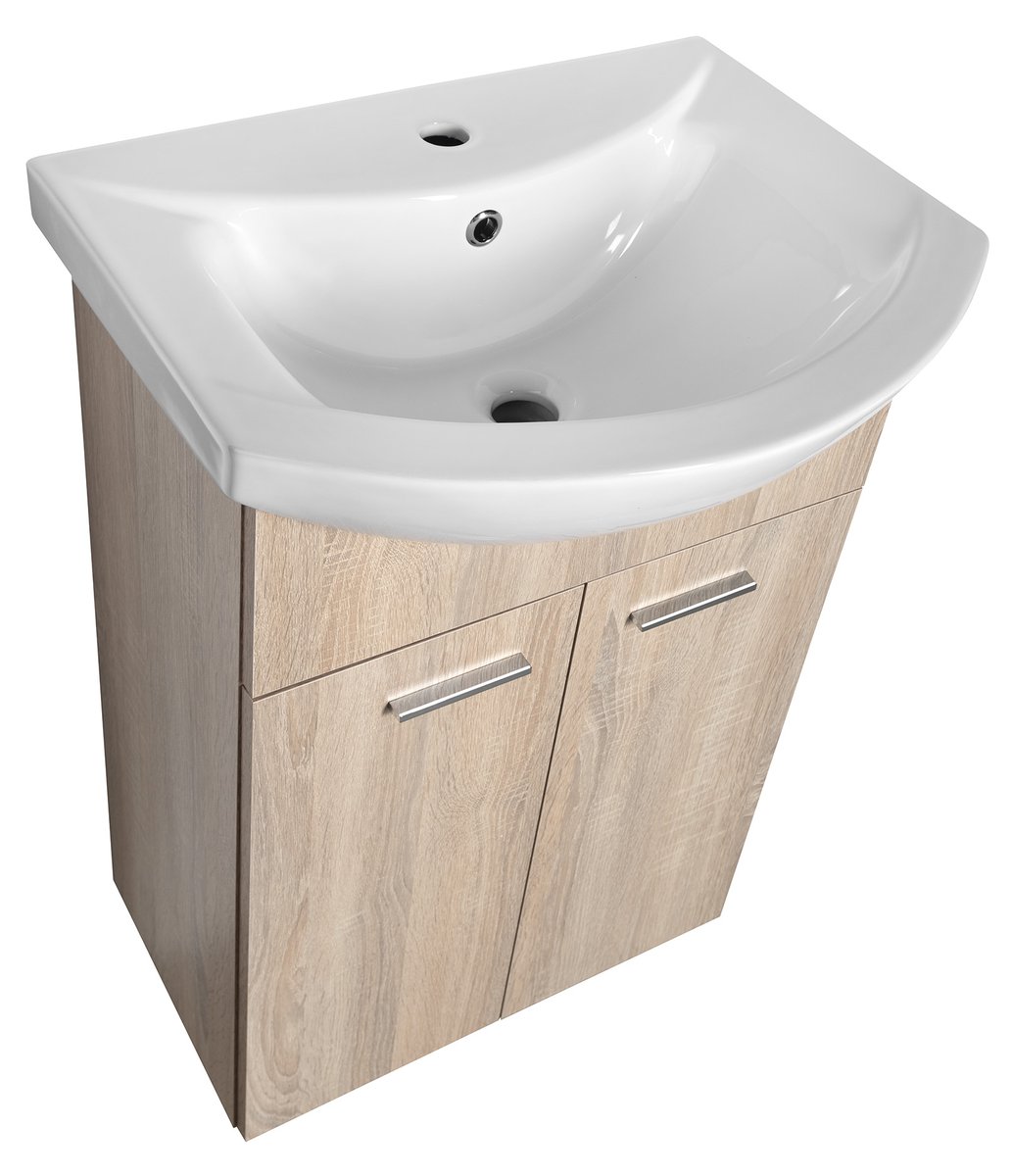 Aqualine ZOJA umyvadlová skříňka 50,5x74x30cm, dub platin, pohled zboku shora