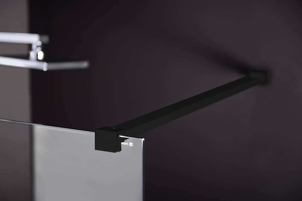 Polysan MODULAR SHOWER BLACK jednodílná zástěna pevná k instalaci na zeď, 800 mm, detail uchycení vzpěry 2