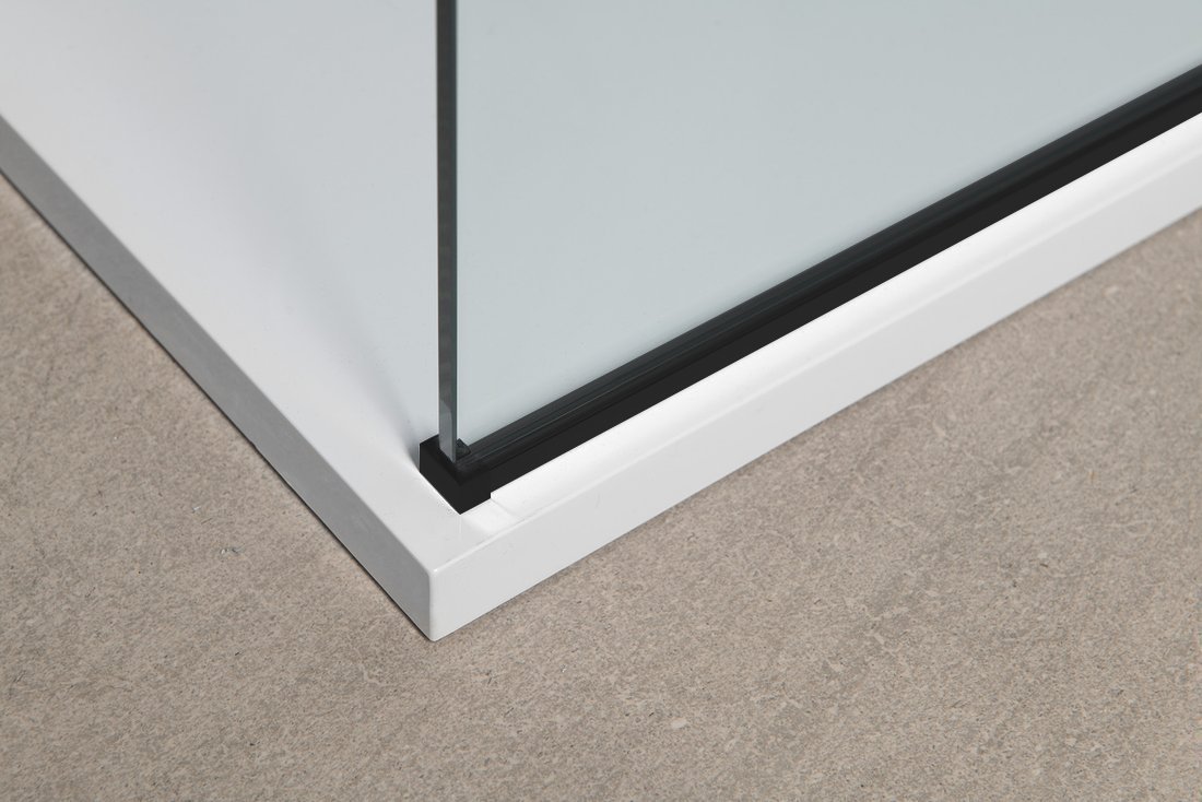 Polysan MODULAR SHOWER BLACK jednodílná zástěna pevná k instalaci na zeď, 800 mm, detail spodního profilu 2