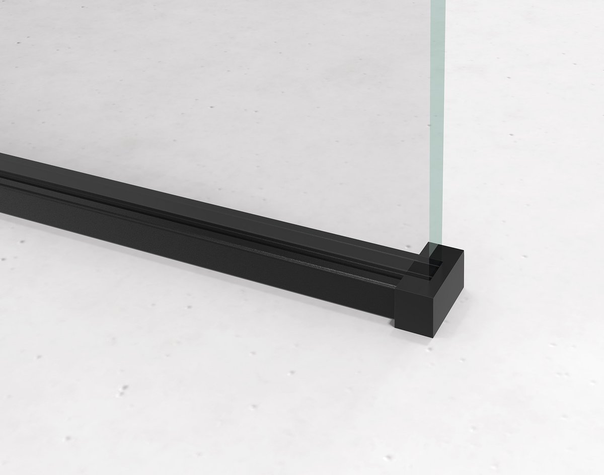 Polysan MODULAR SHOWER BLACK jednodílná zástěna pevná k instalaci na zeď, 800 mm, detail spodního profilu