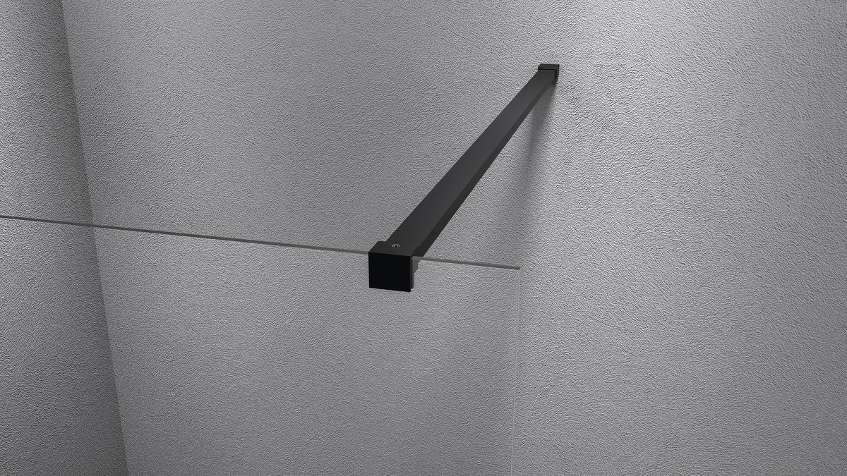 Polysan MODULAR SHOWER BLACK jednodílná zástěna pevná k instalaci na zeď, 800 mm, detail uchycení vzpěry