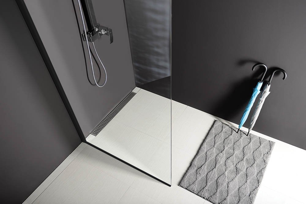 Polysan MODULAR SHOWER BLACK jednodílná zástěna pevná k instalaci na zeď, 800 mm, pohled na zástěnu