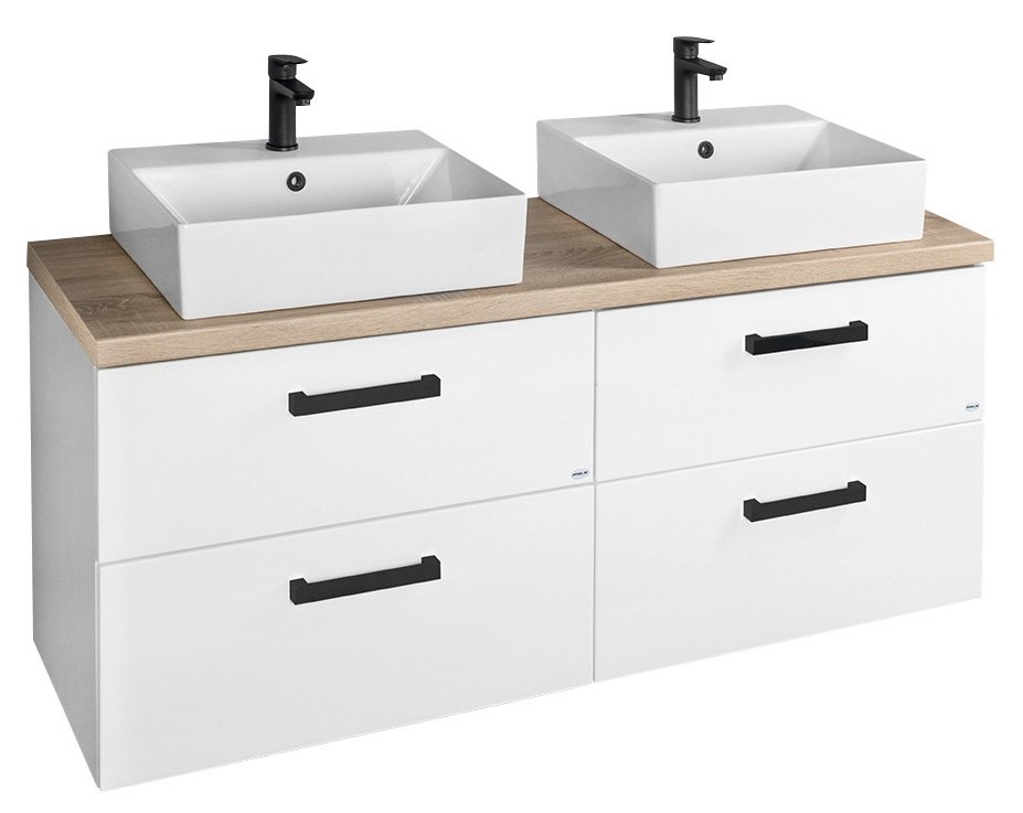 Aqualine VEGA sestava koupelnového nábytku, š. 145 cm, bílá/dub platin