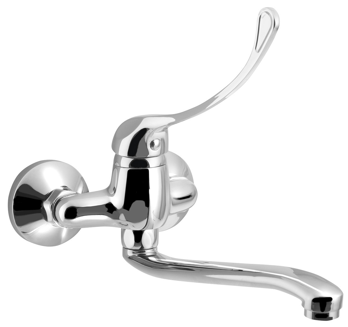 Aqualine AQUALINE 35 nástěnná baterie, rozteč 100mm, lékařská páka, ramínko ploché zvýšené, 220mm, chrom