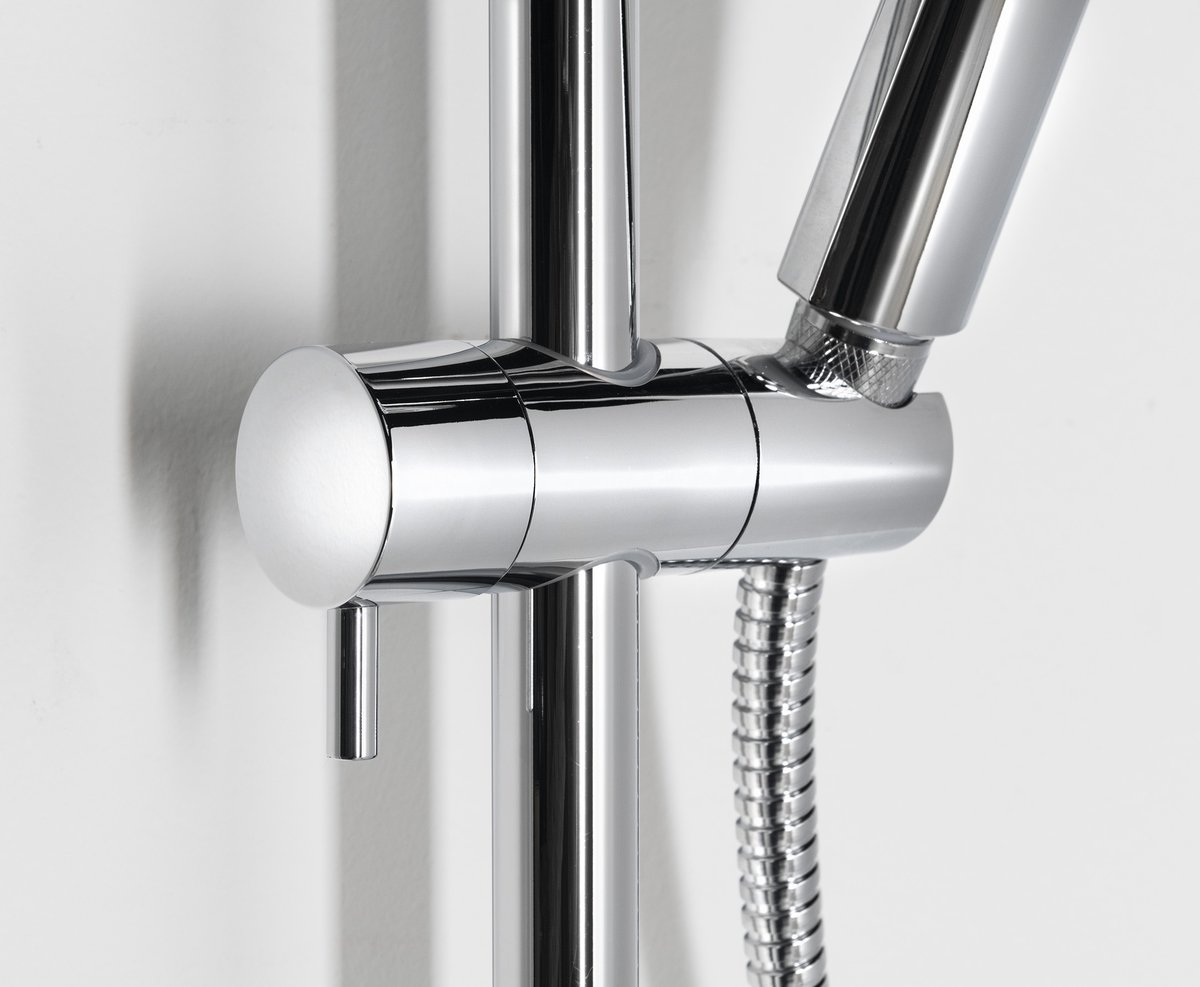 Aqualine FARRAO sprchový sloup s baterií a napouštěním, chrom, detail posuvného držáku