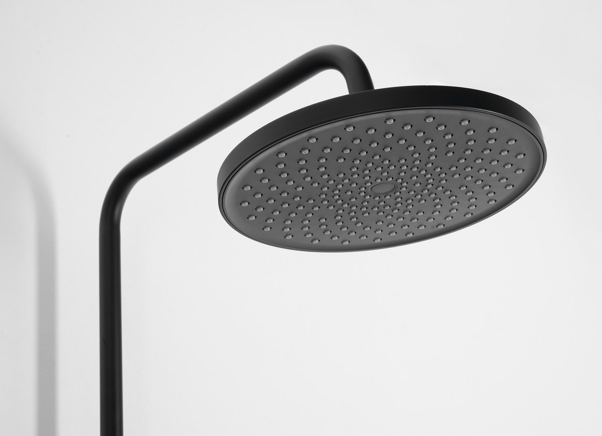 Aqualine LOTTA sprchový sloup s pákovou baterií, černá mat, detail hlavové sprchy