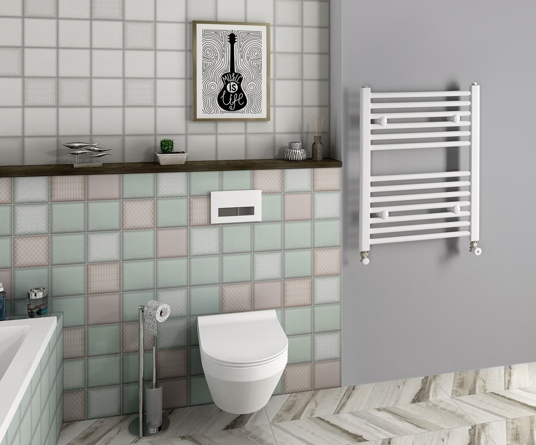 Aqualine DIRECT otopné těleso s bočním připojením 500x640 mm, bílá, v koupelně u WC