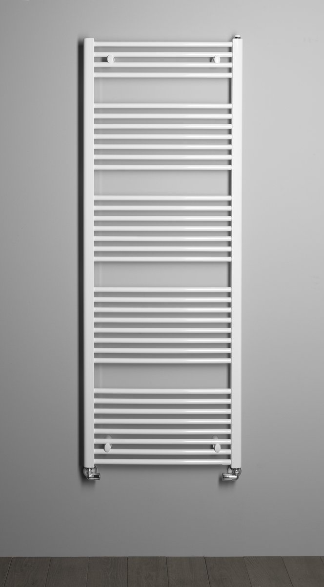 Aqualine DIRECT otopné těleso s bočním připojením 600x1680 mm, bílá, na šedé stěně