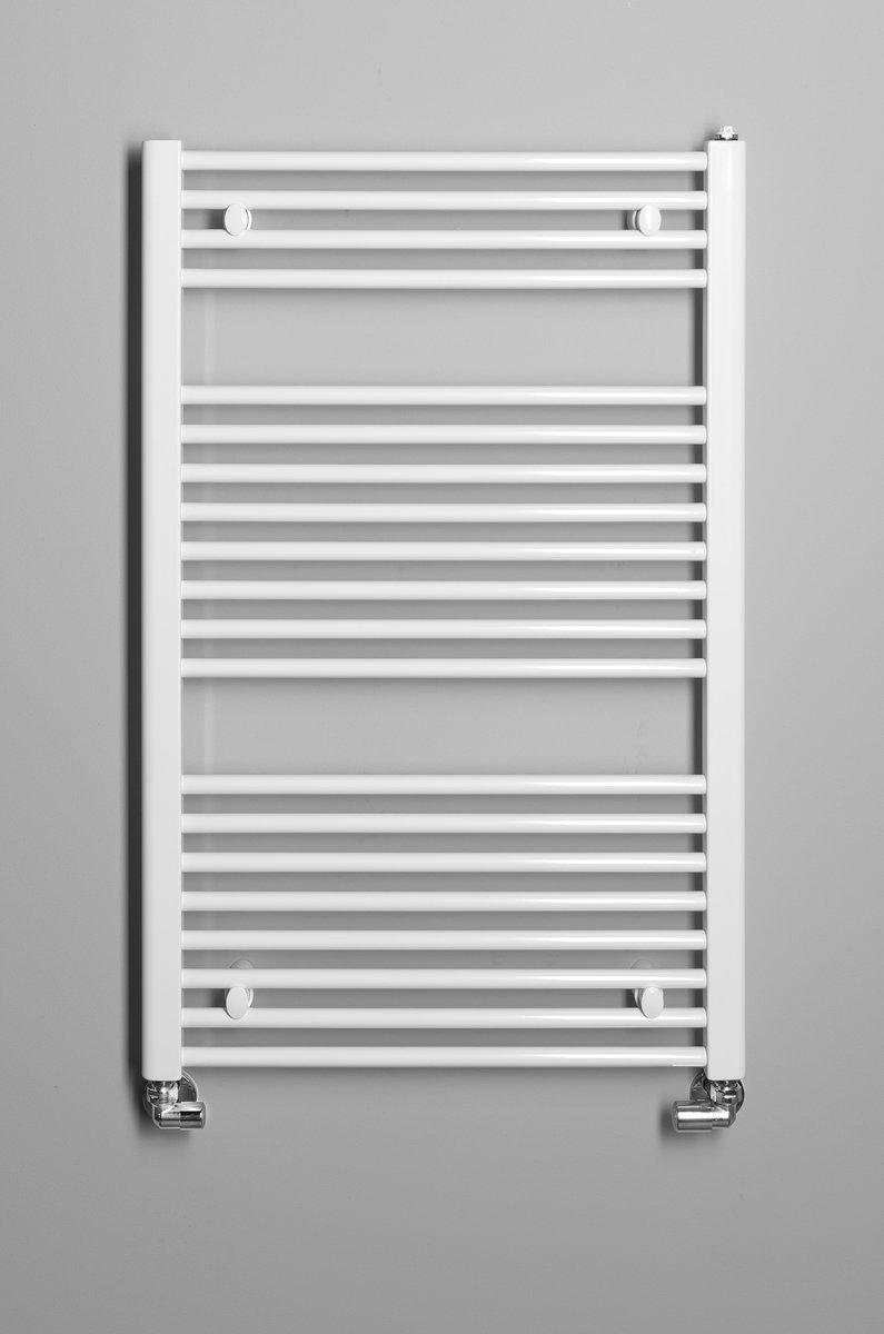 Aqualine DIRECT otopné těleso s bočním připojením 600x960 mm, bílá, na šedé stěně