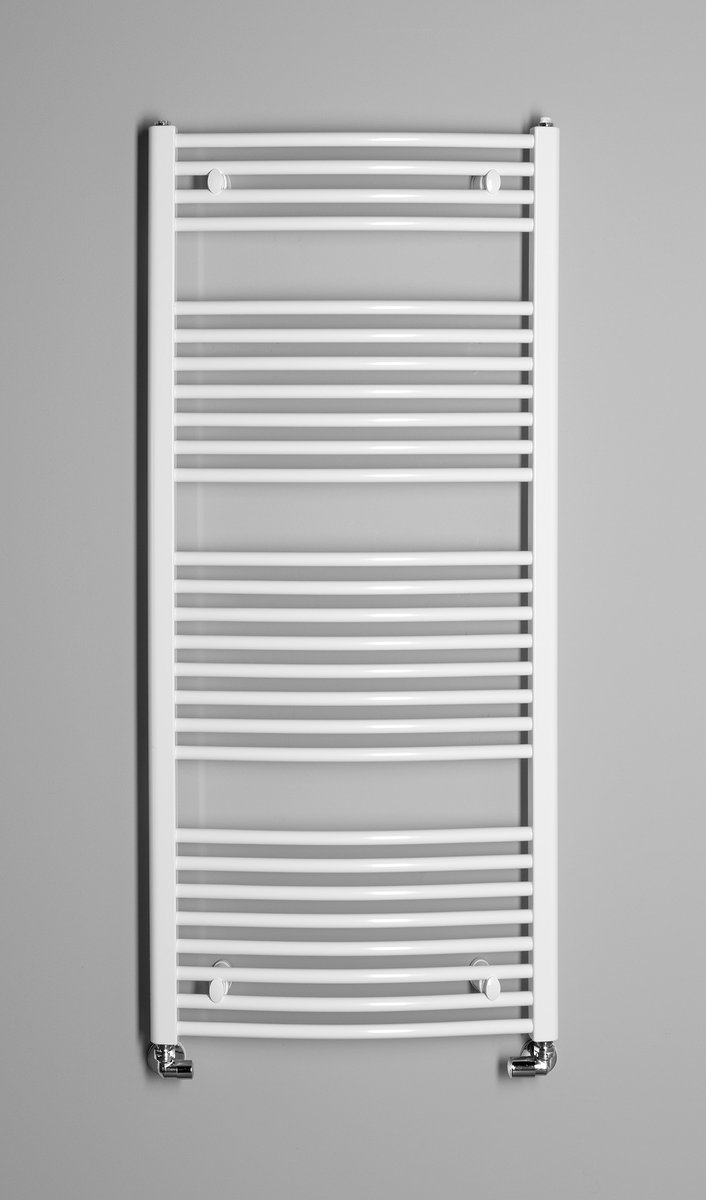 Aqualine ORBIT otopné těleso s bočním připojením 600x1320 mm, bílá, na šedé stěně