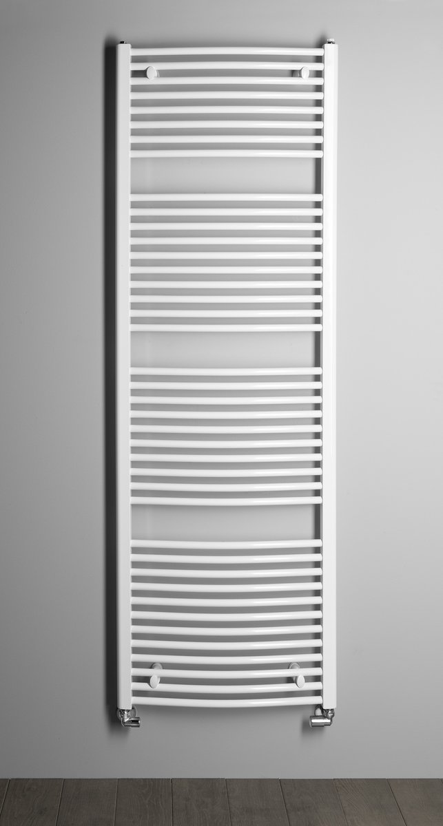 Aqualine ORBIT otopné těleso s bočním připojením 600x1850 mm, bílá, na šedé stěně