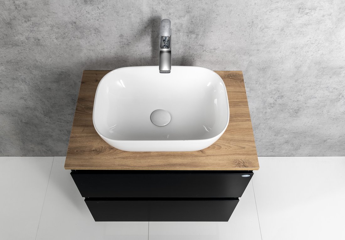 Aqualine ALTAIR umyvadlová skříňka 67x60x45cm, černá mat, s umyvadlem na desce