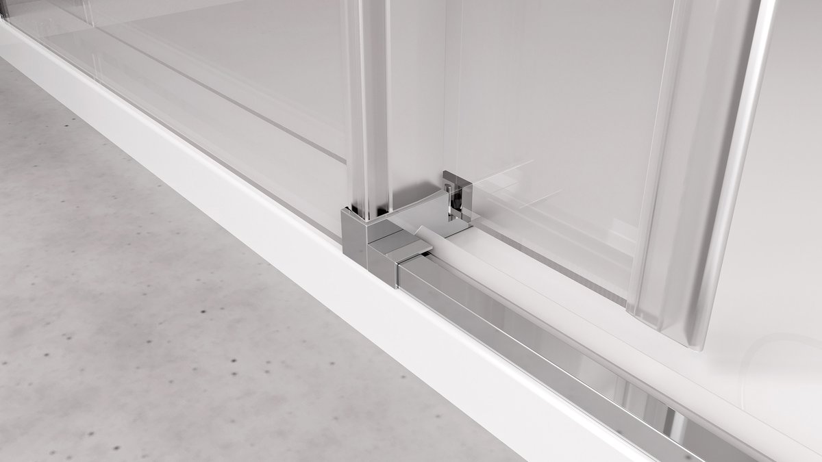 Polysan THRON ROUND obdélníkový sprchový kout 1600x900mm, kulaté pojezdy, detail spodního vedení