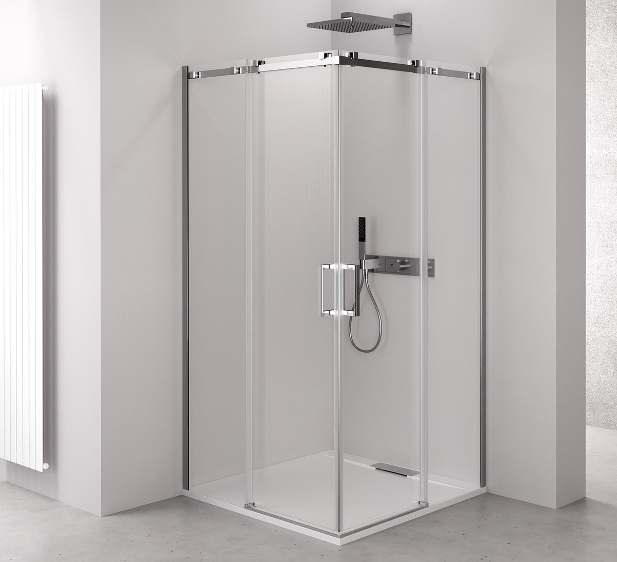 Polysan THRON SQUARE obdélníkový sprchový kout 1200x900mm, hranaté pojezdy, rohový vstup