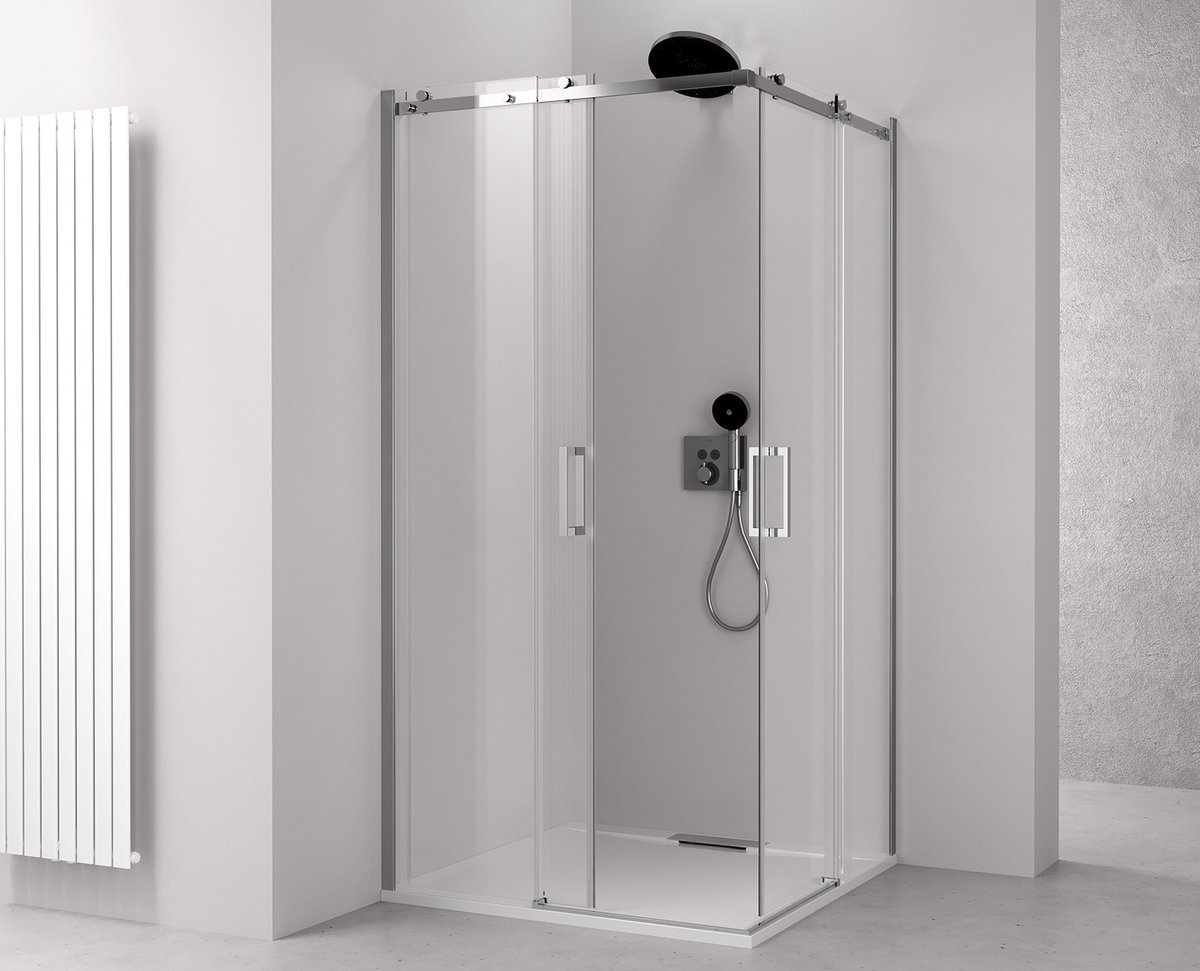 Polysan THRON ROUND obdélníkový sprchový kout 1000x800mm, kulaté pojezdy, rohový vstup, rohový sprchový kout