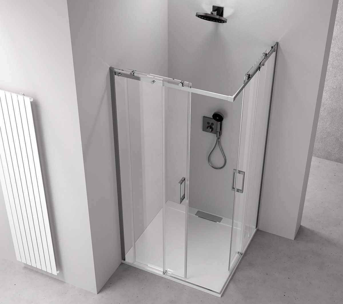 Polysan THRON ROUND čtvercový sprchový kout 900x900mm, kulaté pojezdy, rohový vstup, rohový sprchový kout 2