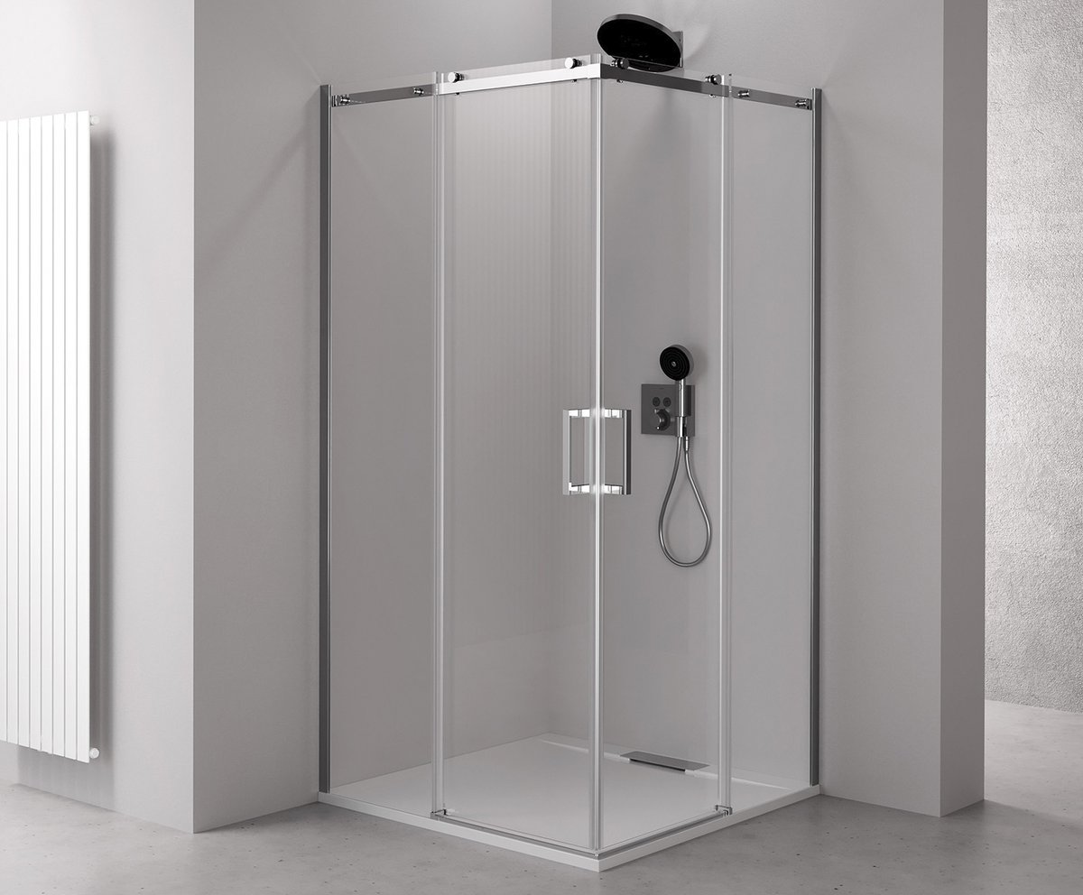 Polysan THRON ROUND čtvercový sprchový kout 900x900mm, kulaté pojezdy, rohový vstup