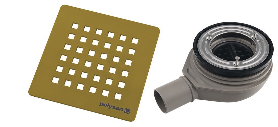 Polysan FLEXIA vaničkový sifon, průměr 90mm, DN40, krytka zlato mat