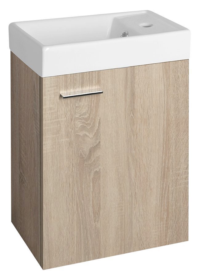 Aqualine ZOJA skříňka s keramickým umyvadlem 40x22 cm, dub platin