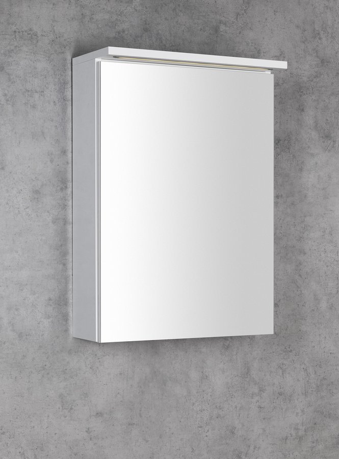 Aqualine KAWA STRIP galerka s LED osvětlením 50x70x22cm, bílá, na šedé stěně