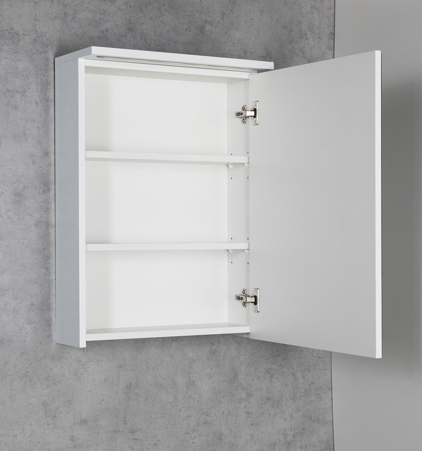 Aqualine KAWA STRIP galerka s LED osvětlením 50x70x22cm, bílá, s otevřenými dvířky