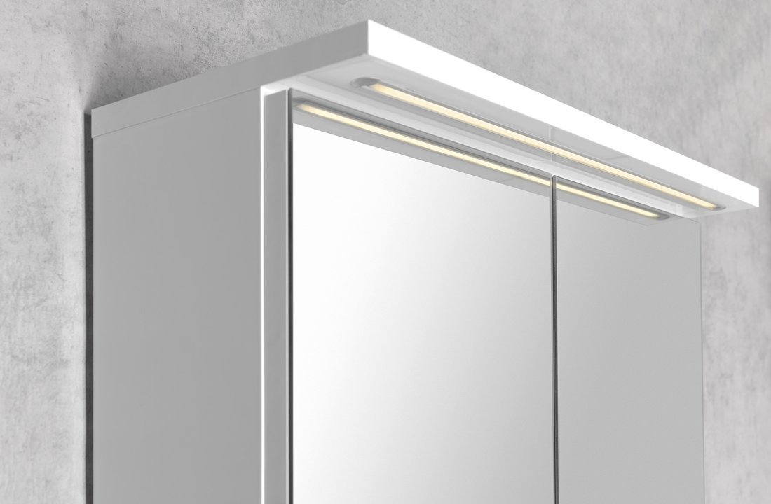 Aqualine KAWA STRIP galerka s LED osvětlením 60x70x22cm, bílá, detail horní části s osvětlením