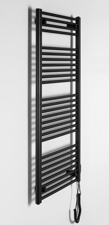 Aqualine DIRECT-E elektrické otopné těleso rovné 600x1320 mm, 600 W, černá, na světlé stěně