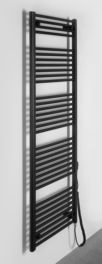 Aqualine DIRECT-E elektrické otopné těleso rovné 600x1680 mm, 800 W, černá, pohled zboku