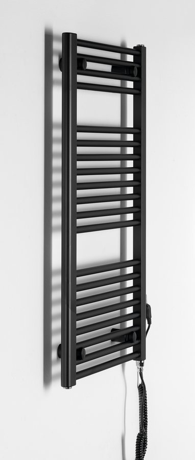 Aqualine DIRECT-E elektrické otopné těleso rovné 450x960 mm, 300 W, černá, pohled zboku