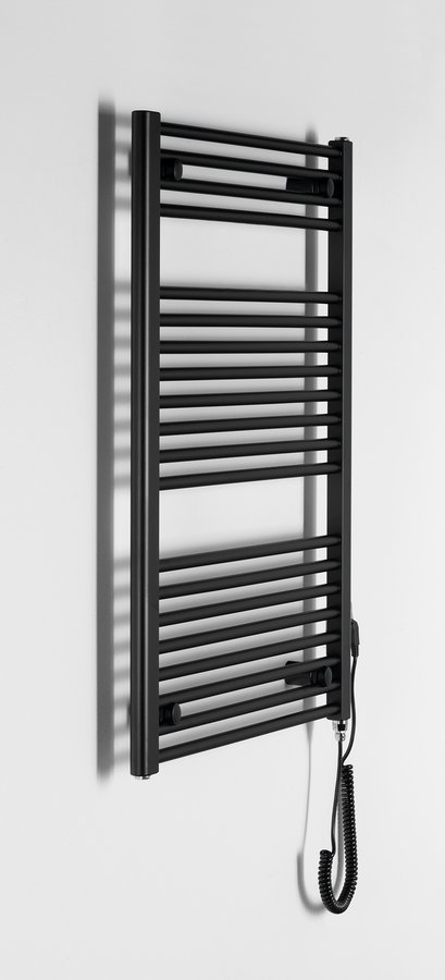 Aqualine DIRECT-E elektrické otopné těleso rovné 600x960 mm, 400 W, černá, pohled zboku