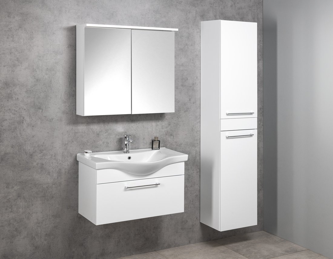 Aqualine KAWA STRIP galerka s LED osvětlením 80x70x22cm, bílá, v koupelně