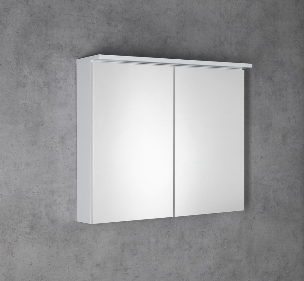 Aqualine KAWA STRIP galerka s LED osvětlením 80x70x22cm, bílá, na šedé stěně 2