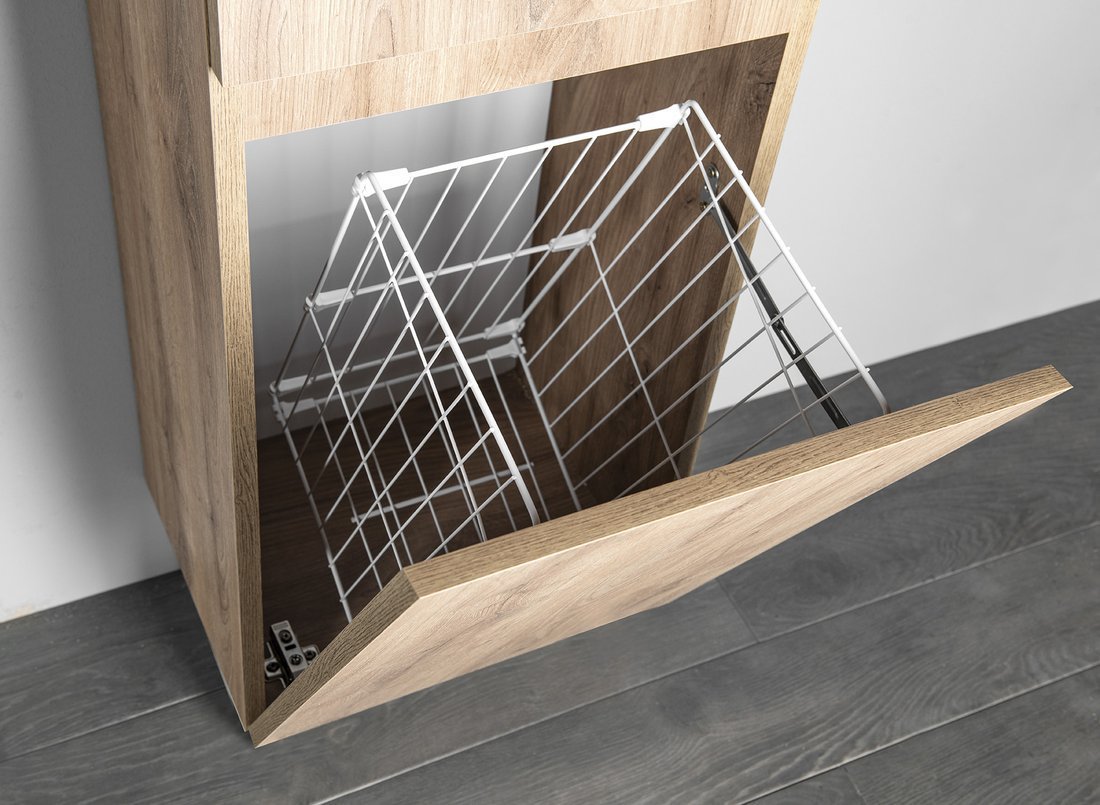 Aqualine ALTAIR vysoká skříňka s košem 40x184x31cm, levá, dub emporio, otevřený koš na prádlo