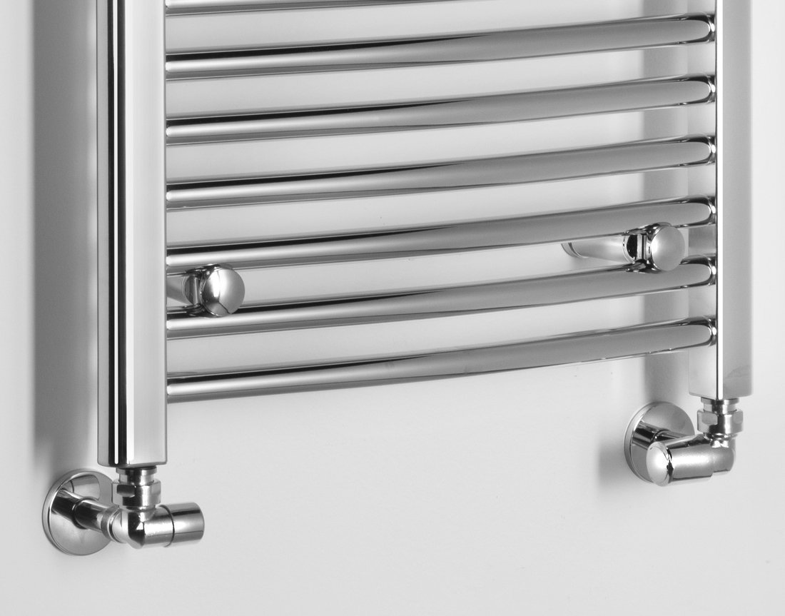 Aqualine ALYA otopné těleso oblé 500x1110mm, chrom, detail připojení