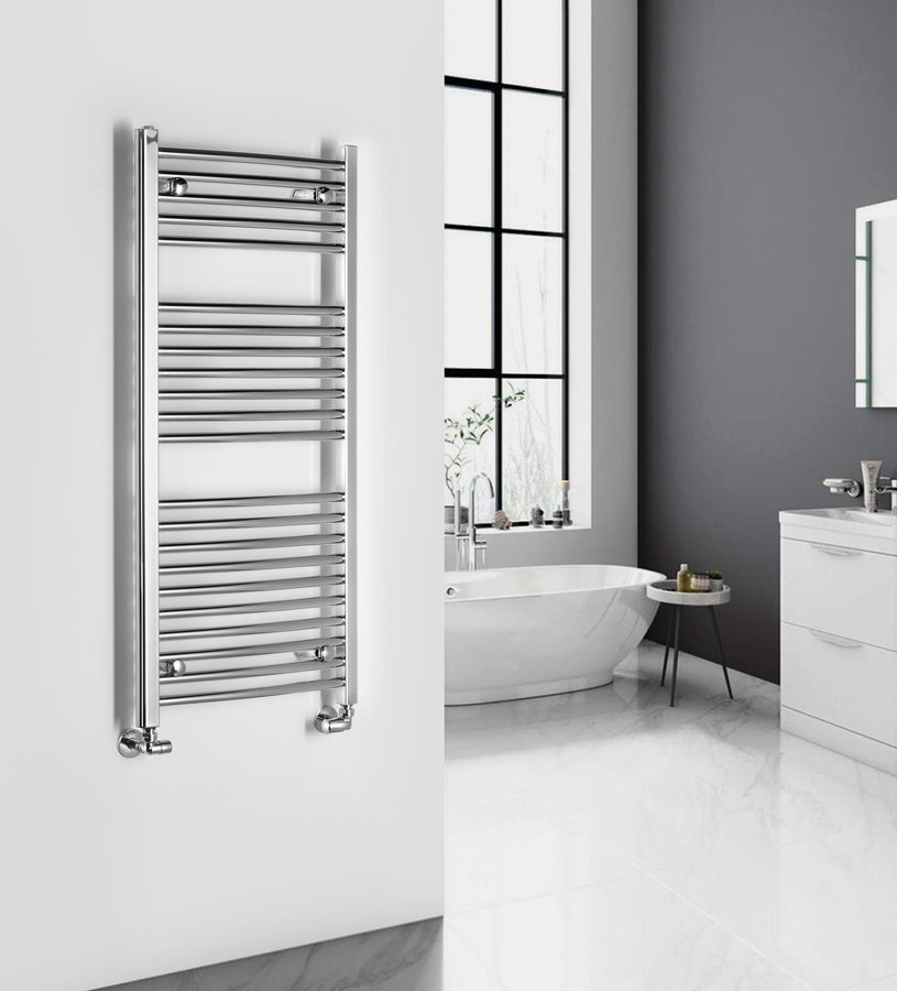 Aqualine ALYA otopné těleso oblé 500x1110mm, chrom, v koupelně