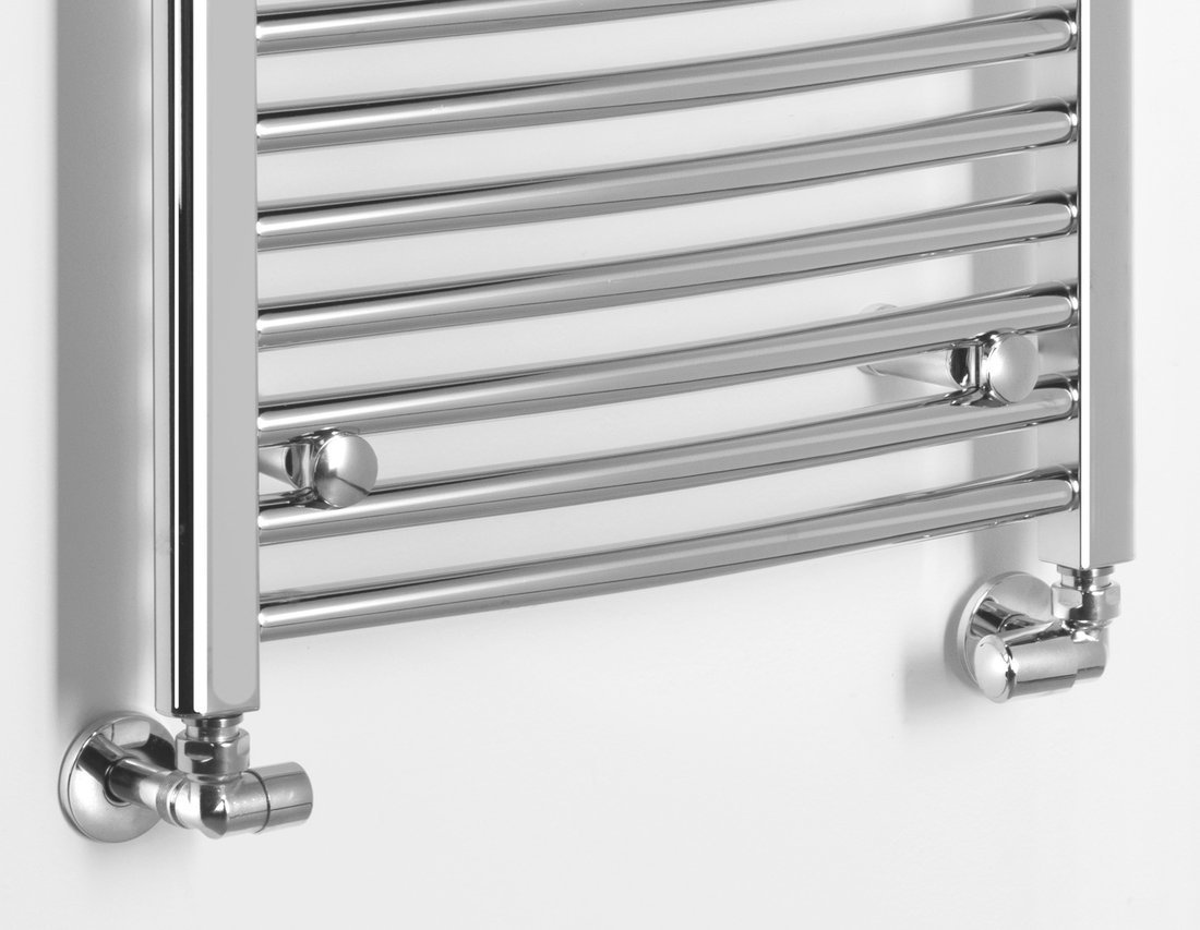 Aqualine ALYA otopné těleso oblé 500x1420mm, chrom, detail připojení