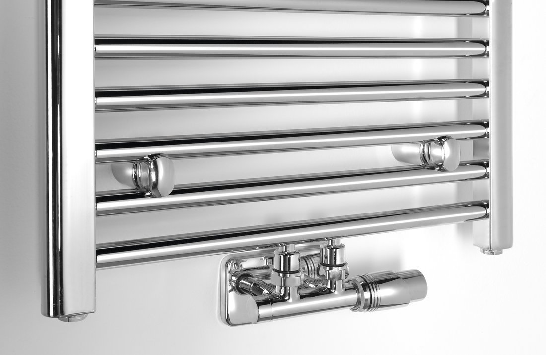 Aqualine ALYA otopné těleso rovné 500x803mm, středové připojení, chrom, detail připojení