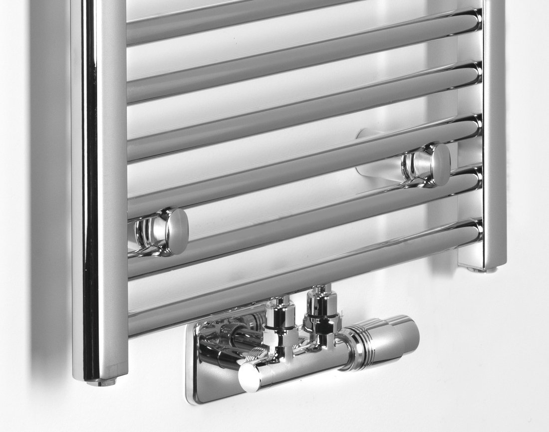 Aqualine ALYA otopné těleso rovné 500x1188mm, středové připojení, chrom, detail připojení