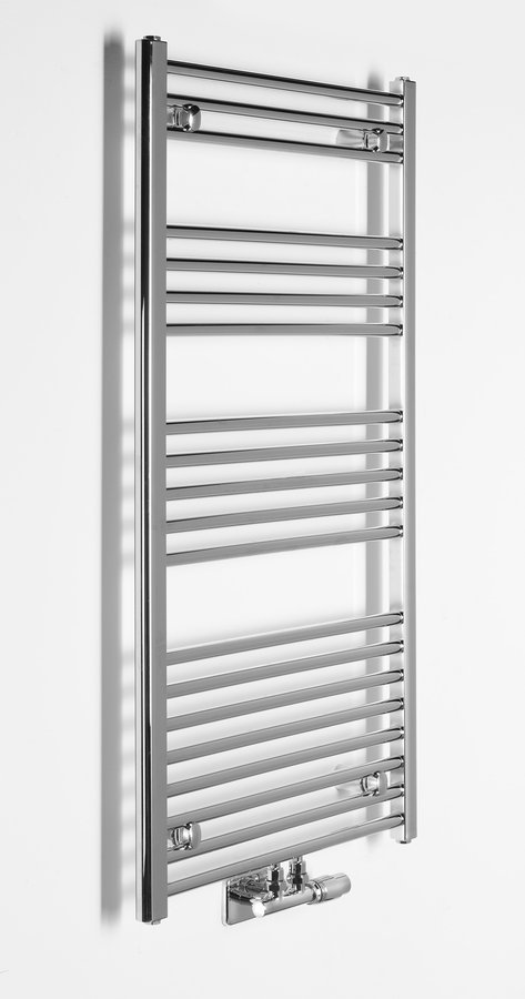 Aqualine ALYA otopné těleso rovné 600x1188mm, středové připojení, chrom, pohled zboku